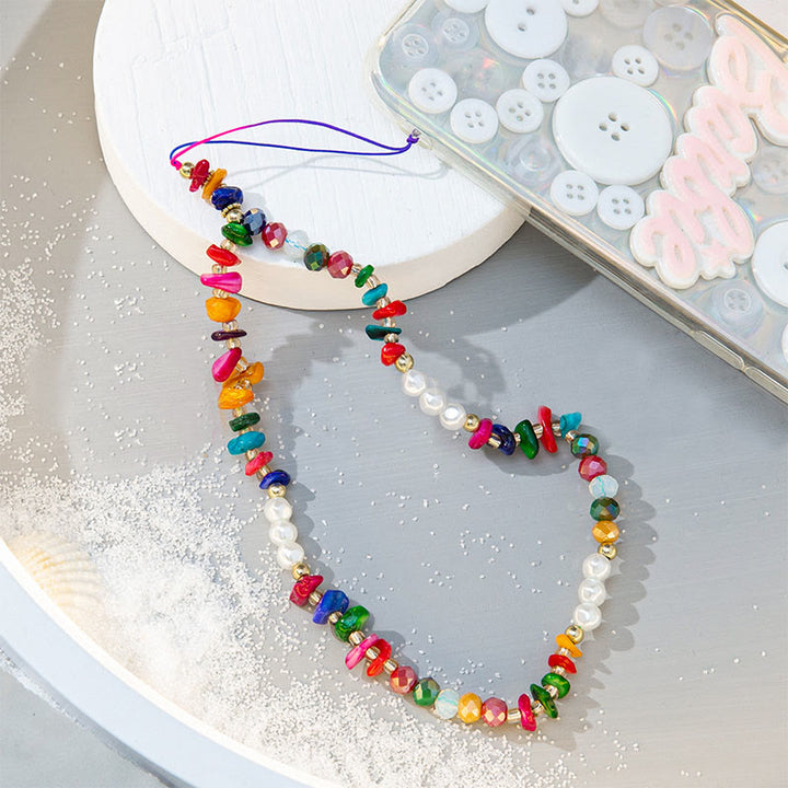 Olivenorma Colorful Gravel Pearl Color Matching Mobile Phone Strap - Color Stone&Pearl - image 13