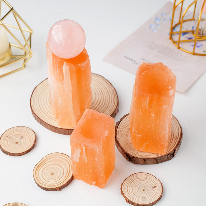 Olivenorma Orange Selenite Crystal Sphere Holder Gemstone Decoration - image 5
