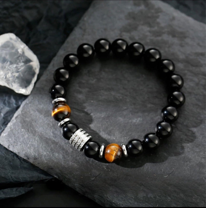 Olivenorma Red Tiger Eye Obsidian Men Bracelet - Tiger Eye&Obsidian - image 0