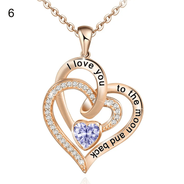 FREE Today: "I Love You to the Moon and Back" – Eternal Hearts Birthstone Necklace - Rosegold - June - Card Style Two - image 44
