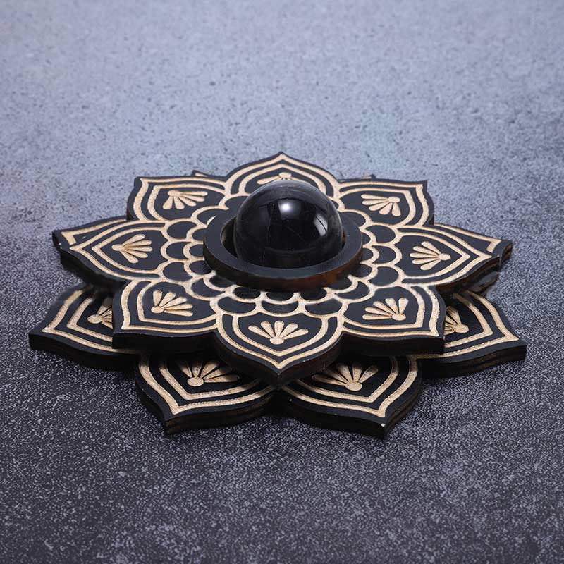 Olivenorma Lotus Display Wooden Crystal Ball Stand Decoration - Lotus - image 2