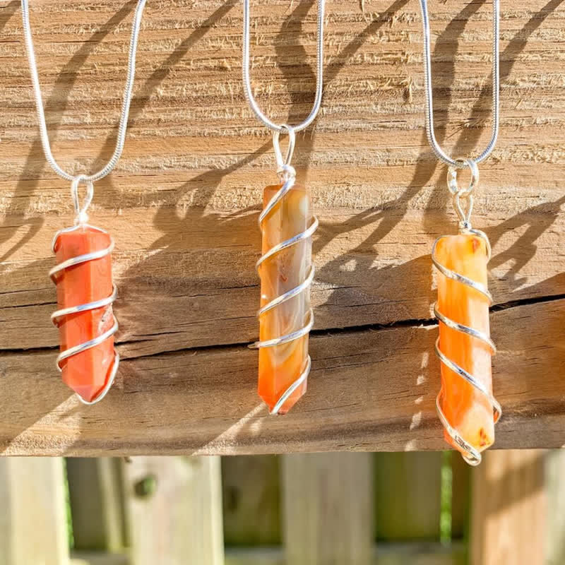 Olivenorma Carnelian Hexagonal Prism Bullet Head Crystal Necklace - image 8