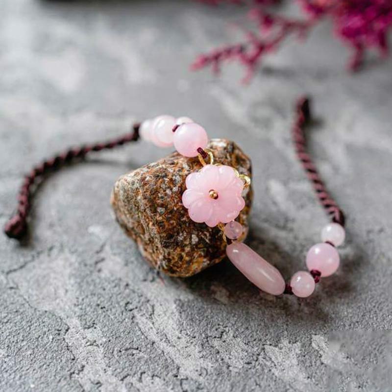 The Flower of Love Rose Quartz Anklet Bracelet - image 6