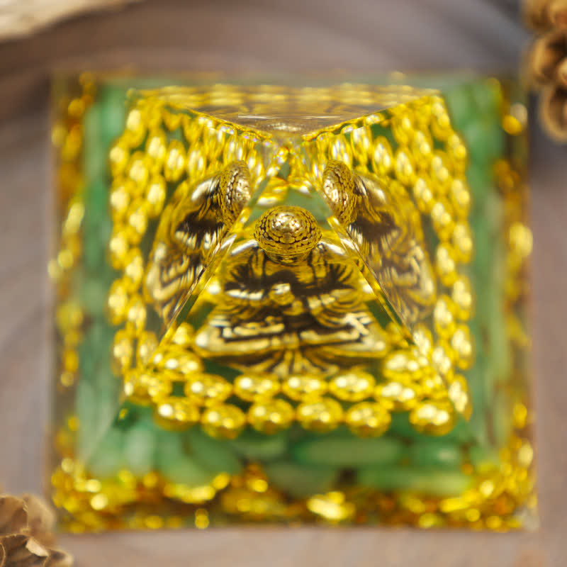 Olivenorma Green Aventurine With Buddha Orgone Pyramid - image 5