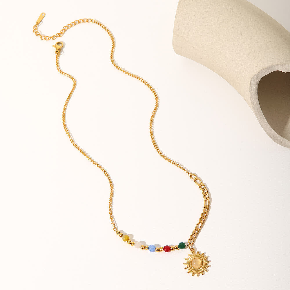 Olivenorma Opal Sun Shape Pendant Necklace - image 3