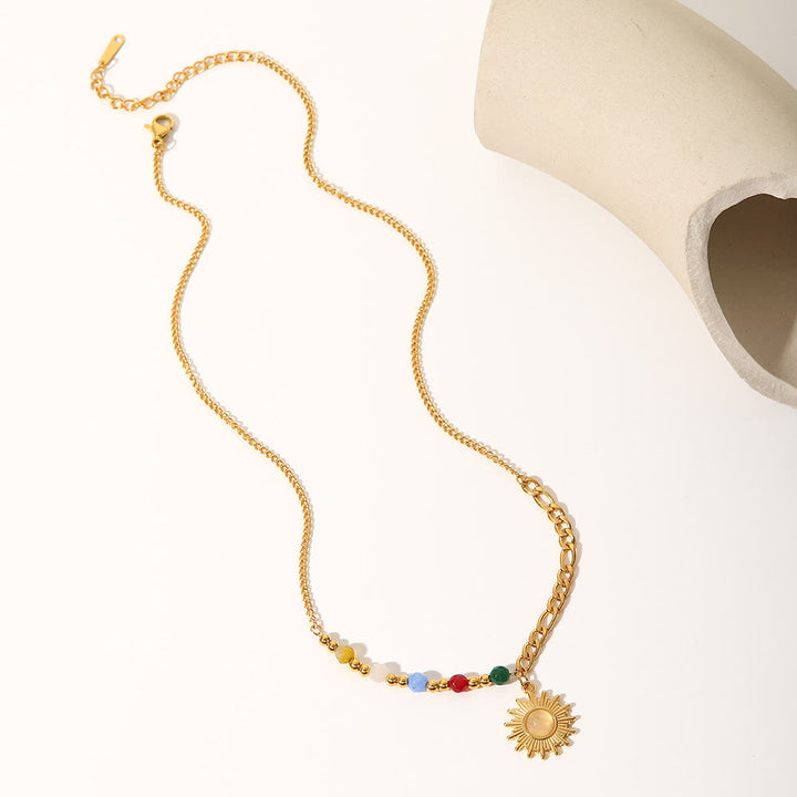 Olivenorma Opal Sun Shape Pendant Necklace - image 3