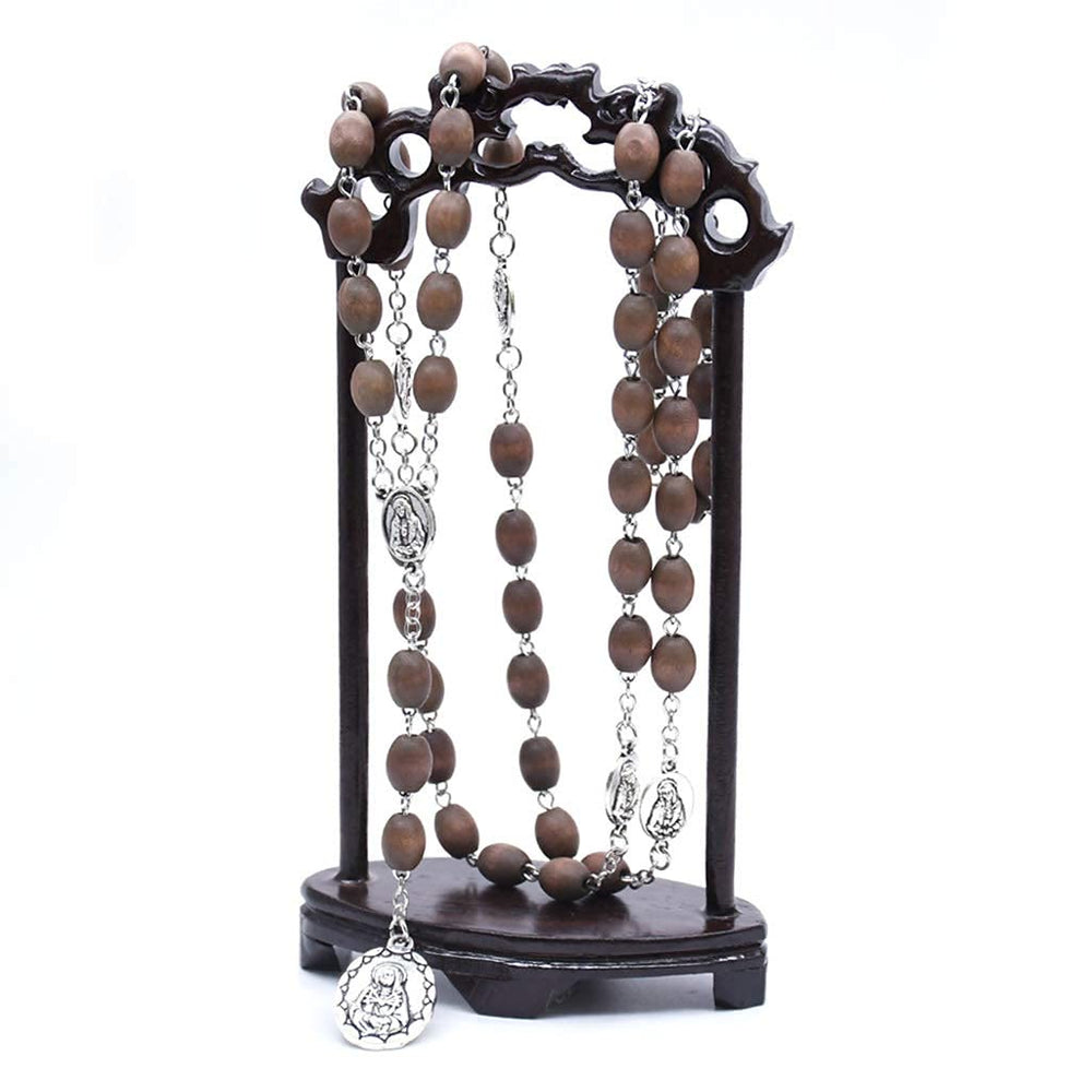 Olivenorma Wood Beads Catholic Rosary Chain Jewelry Necklace - image 1