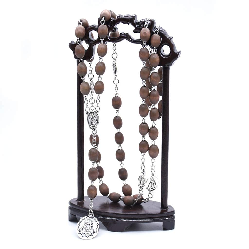 Olivenorma Wood Beads Catholic Rosary Chain Jewelry Necklace - image 1