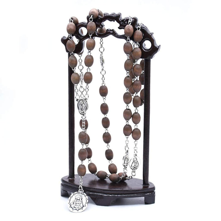 Olivenorma Wood Beads Catholic Rosary Chain Jewelry Necklace - image 1