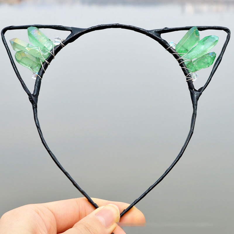 Olivenorma Electroplating Crystal Cat Ears Headband - Prehnite - image 16