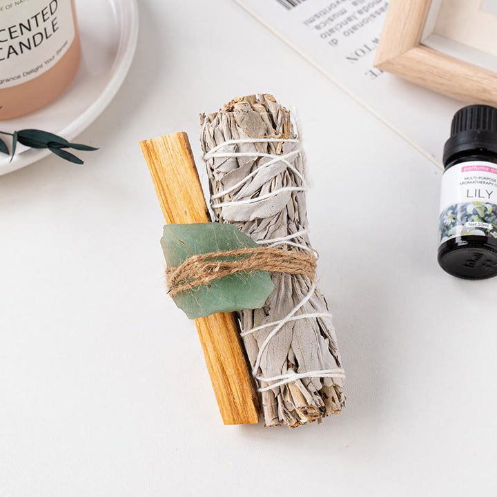 Olivenorma White Sage Peruvian Sacred Wood Strips Crystal 3-Piece Set - Green Aventurine - image 10