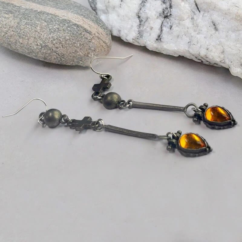 Olivenorma Tribe Water Drop Amber Stone Earrings - image 5