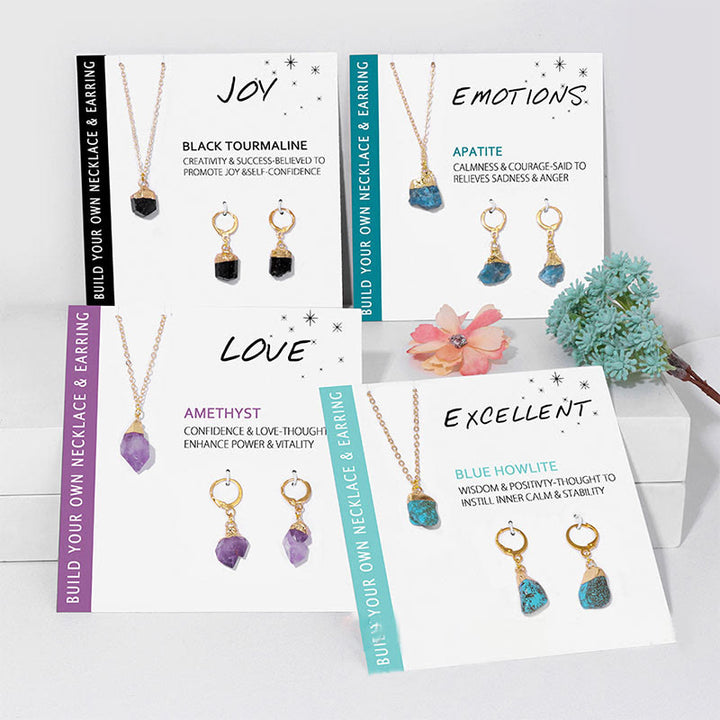 Olivenorma Natural Irregular Crystal Pendant Earrings Necklace Set - image 0