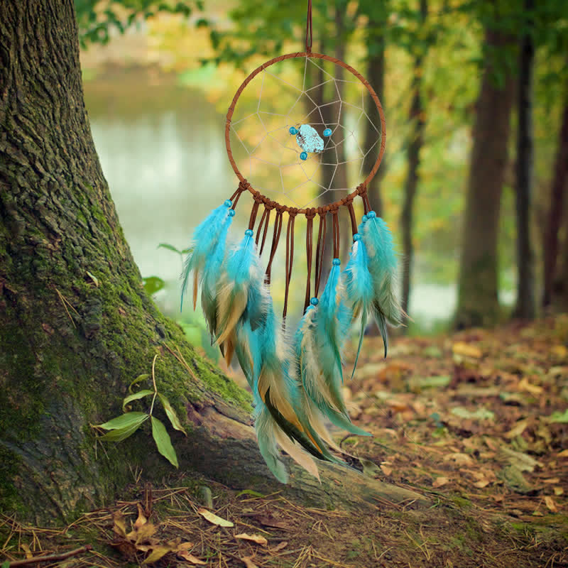 Olivenorma "Dream Knight" - Turquoise Feather Dream Catcher - Turquoise - image 0