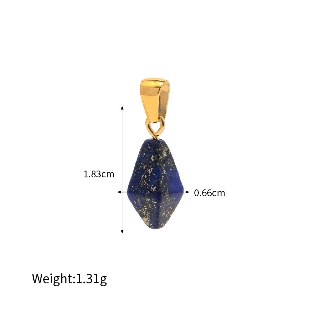 Olivenorma Rose Quartz Lapis Lazuli Turquoise Diamond Pendant Necklace - image 6