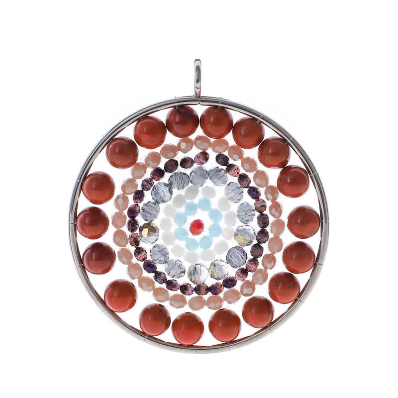 Olivenorma Datura Flower Round Pendant Crystal Necklace - Red Agate - image 15