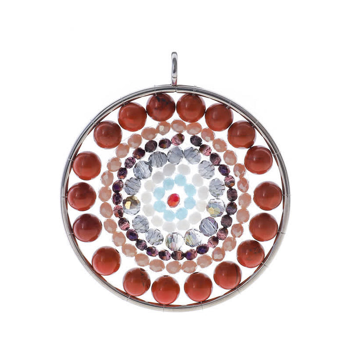 Olivenorma Datura Flower Round Pendant Crystal Necklace - Red Agate - image 15