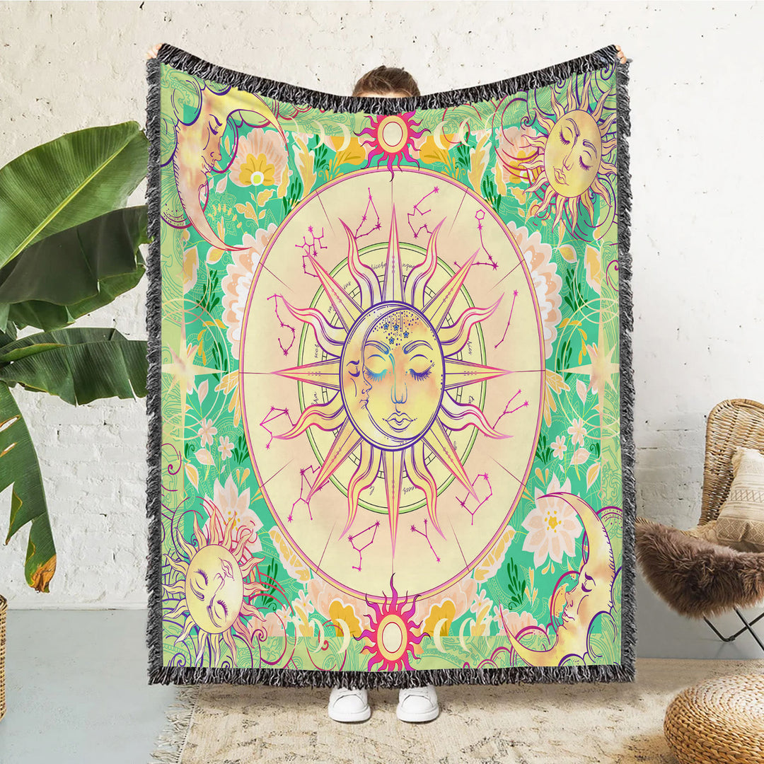 Olivenorma Meditation Chakra Pattern Lace Tassel Tapestry - Sun & Zodiac Light Color - 150X200cm - image 5