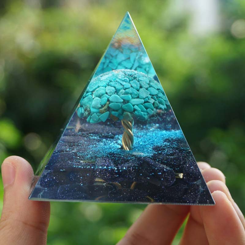 Olivenorma Blue Sandstone With Turquoise Healing Orgone Pyramid - image 2