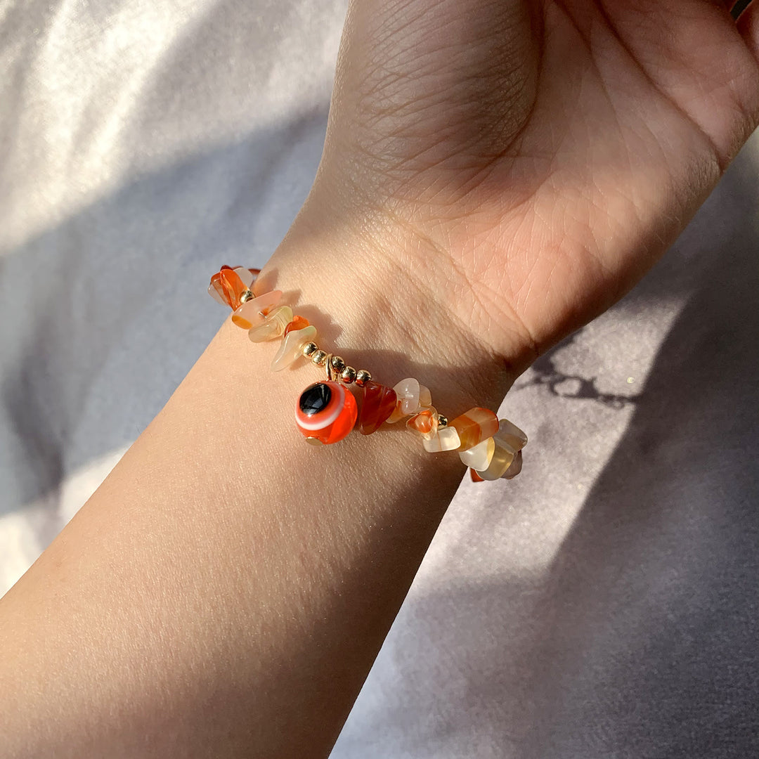 Olivenorma Natural Crystal Gravel Evil Eye Pendant Bracelet - image 12