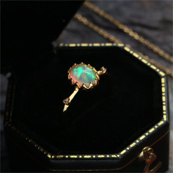 Olivenorma Opal Yellow Golden Ring Necklace - image 10