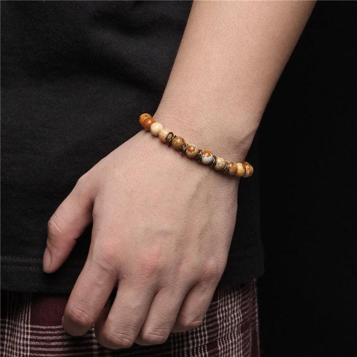 Olivenorma Polished Natural Stone 8mm Bead Stretch Yoga Bracelet - image 2