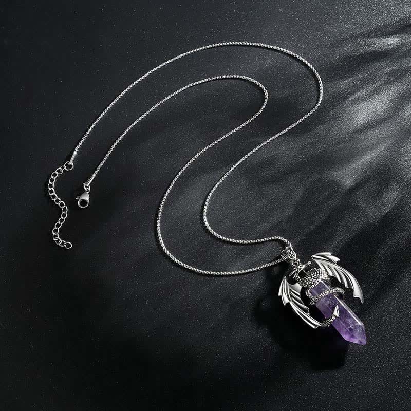 Olivenorma Vintage Dragon Crystal Healing Stone Reiki Necklace - image 3