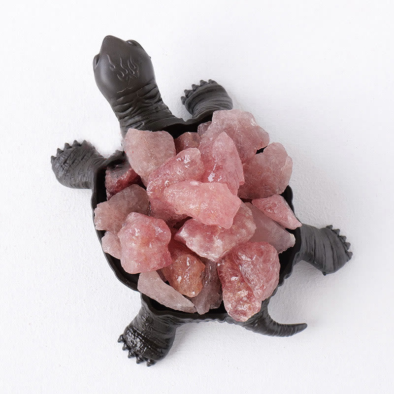 Olivenorma Natural Crystal Cluster Turtle Ornament Lamp Gemstone Decoration - Strawberry Quartz Without Lamp - image 11