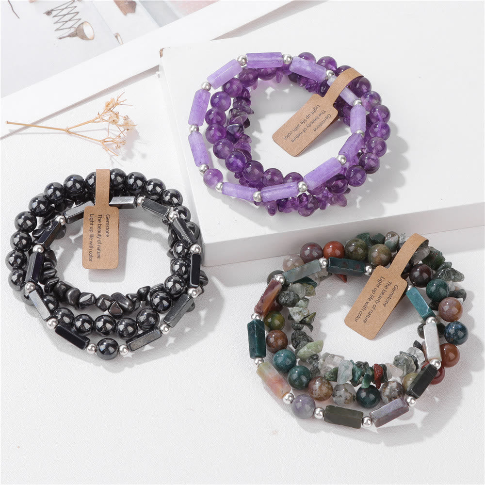 Olivenorma Natural Stone Irregular Three Layer Bracelet Set - image 41