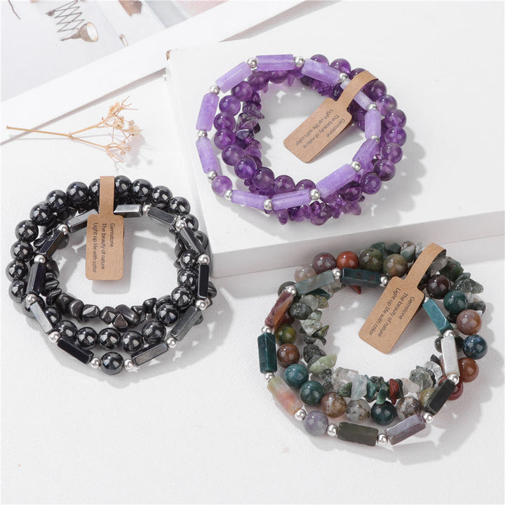 Olivenorma Natural Stone Irregular Three Layer Bracelet Set - image 41