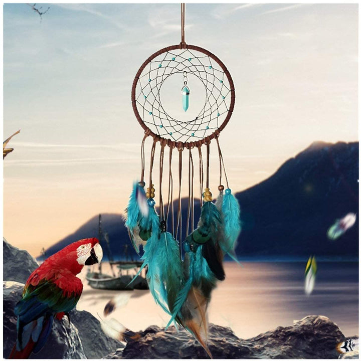 Olivenorma Turquoise Handmade Traditional Feather Dream Catcher - Without Lights - image 0