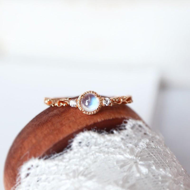 Olivenorma Natural Moonstone Zircon Delicate Ring - image 11