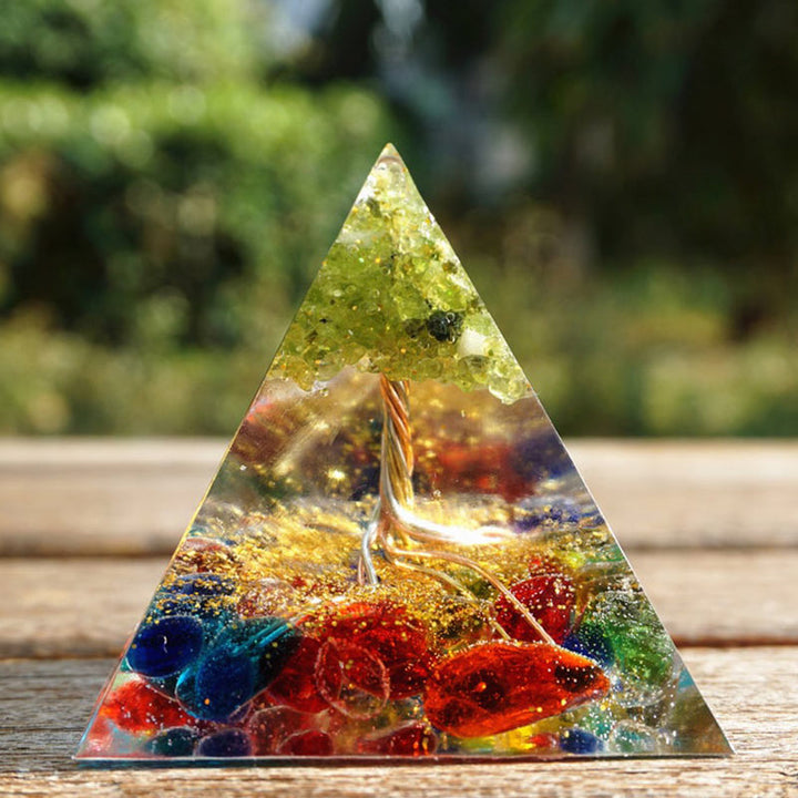 Olivenorma Fluorite Peridot Tree Of Life Orgone Pyramid - image 6