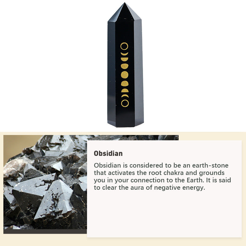 Olivenorma Natural Crystal Column Crystal Wands Tower - Obsidian - image 5