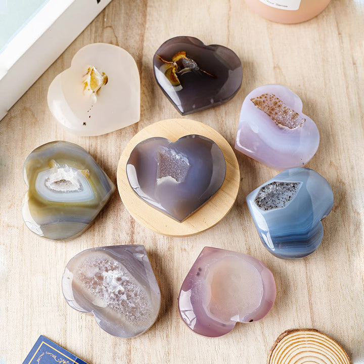 Olivenorma Natural Color Agate Geode Play Stone Crystal Heart - image 2
