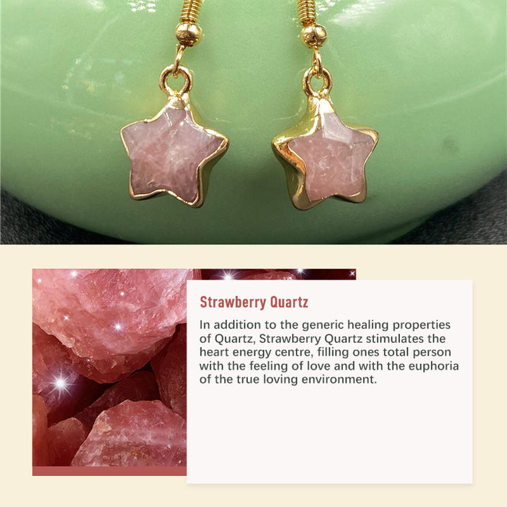 Natural Crystal Stone Earrings - Strawberry Quartz - image 5