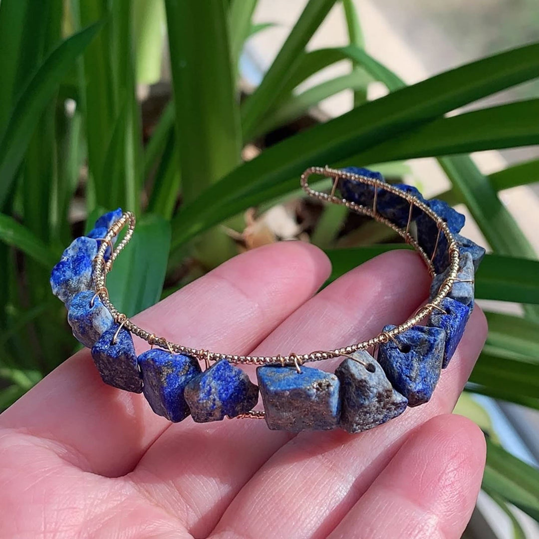 Olivenorma Natural Crystal Gravel Beads Wire Wound Bracelet - Lapis Lazuli - image 20