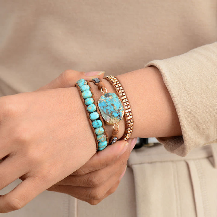 Olivenorma Turquoise Three - layer Winding Braided Bracelet - image 1