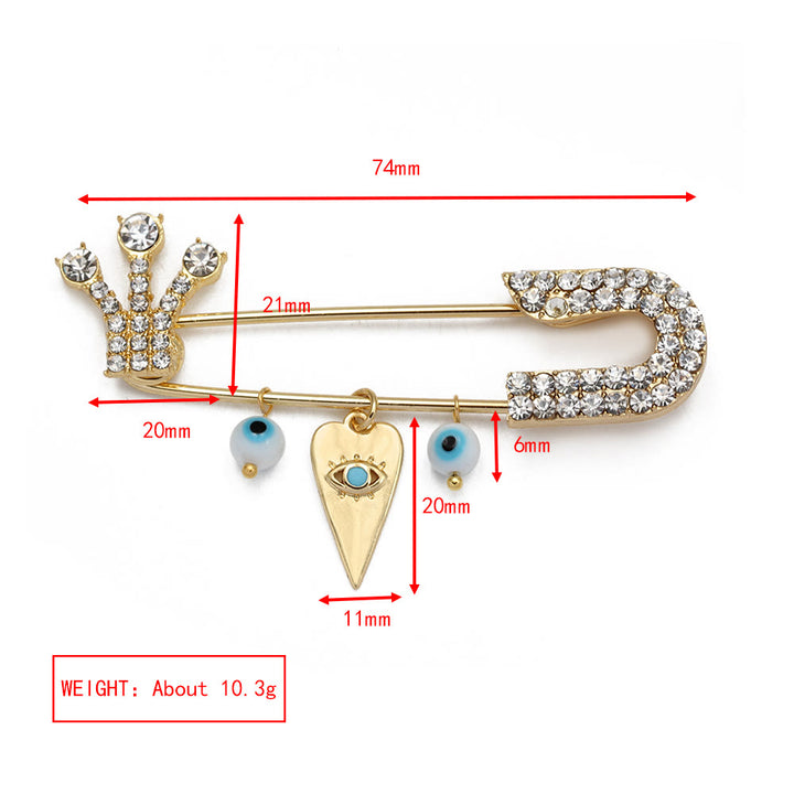 Olivenorma White Zircon Evil Eye Heart Brooch - Evil Eye & Alloy Heart - image 6