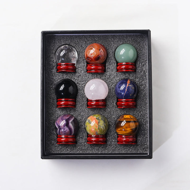 Olivenorma 9pcs Natural Crystal Balls Gemstone Crystal Set - image 24