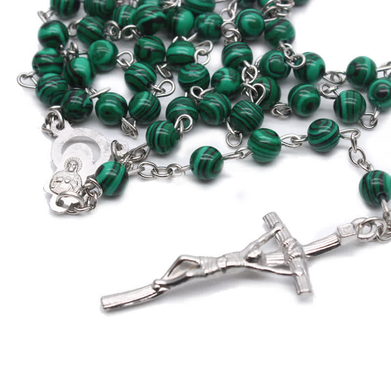Olivenorma Natural Malachite Cross Rosary Necklace - image 5