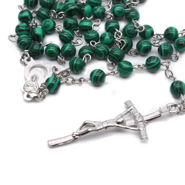 Olivenorma Natural Malachite Cross Rosary Necklace - image 5