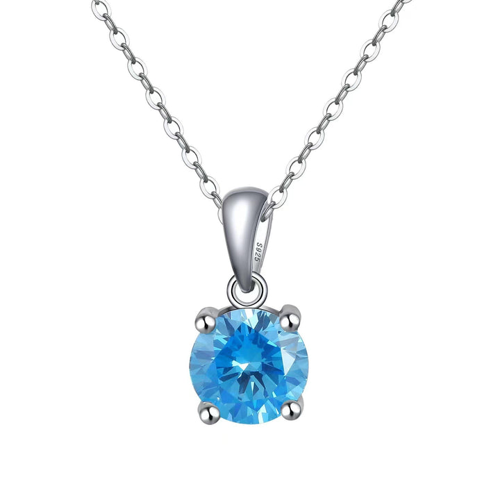 Olivenorma Multicolor Zircon Gemstone Four Claw Pendant Necklace - Blue Zircon - image 9