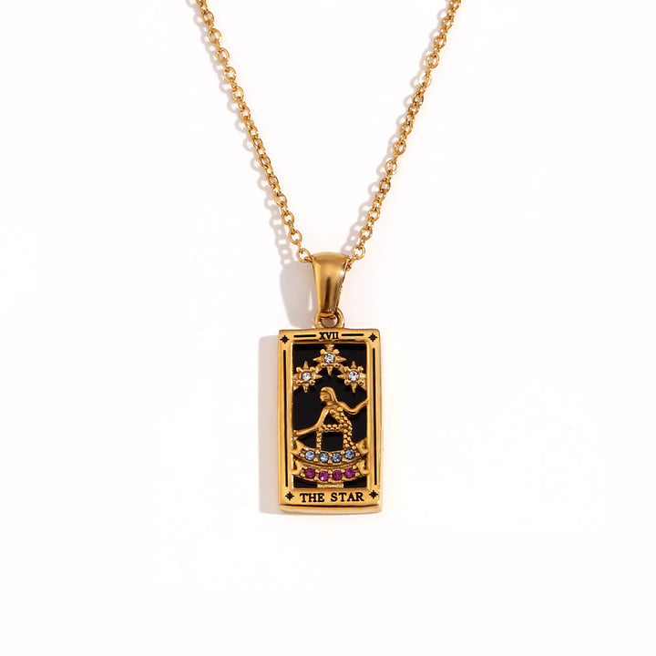 Olivenorma Stainless Steel 18k Gold Plated Tarot Card Necklace - THE STAR - Golden - image 11