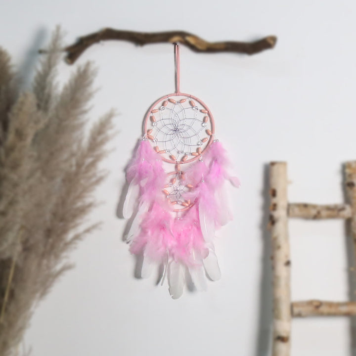 Olivenorma Pink Acrylic Wooden Beads Feather Dream Catcher - image 1