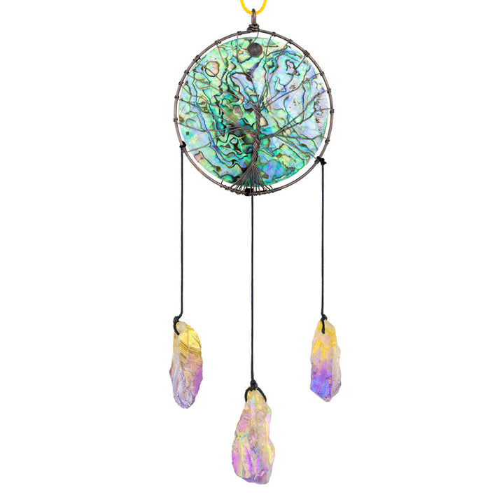 Olivenorma Abalone Shell Tree Of Life Hanging Ornament - Electroplated Yellow Purple Crystal - image 8