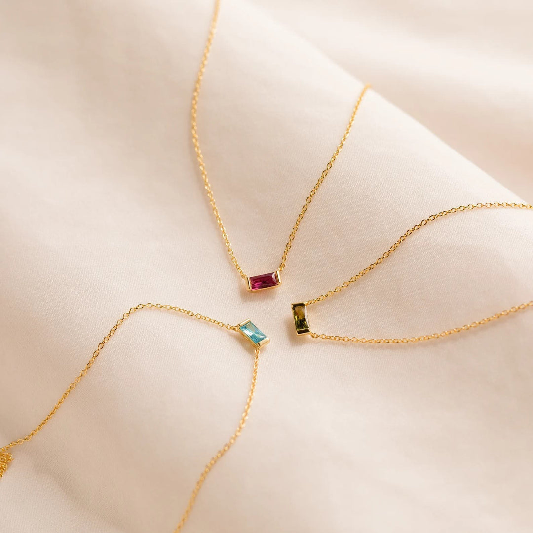 Olivenorma Simple Rectangular Birthstone Pendant Stainless Steel  Gift Card Necklace - image 42