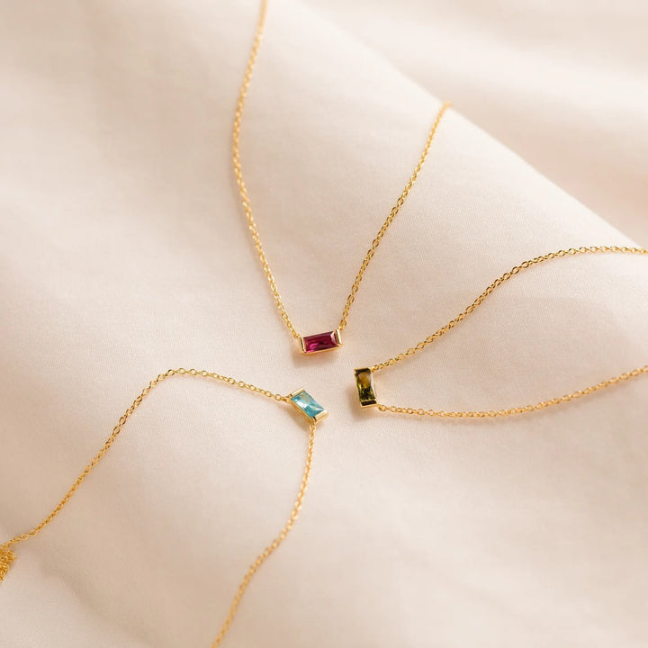 Olivenorma Simple Rectangular Birthstone Pendant Stainless Steel  Gift Card Necklace - image 42