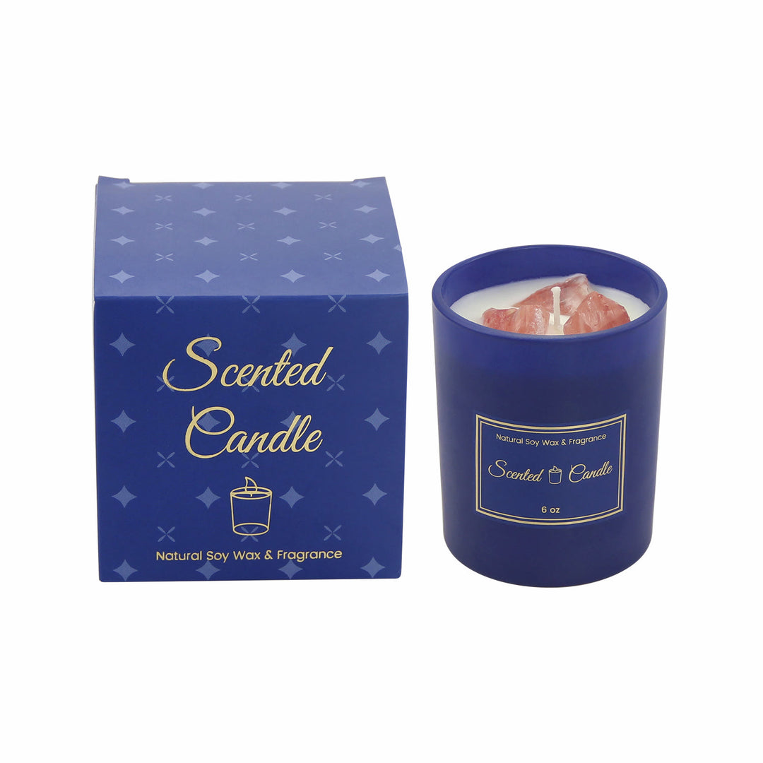 Olivenorma Blue Glass Bottle Crystal Scented Candle - Strawberry Quartz - image 5
