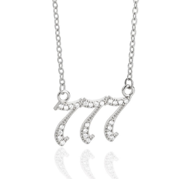 Olivenorma Zircon Angel Number Necklace - Silver - 777 - image 23